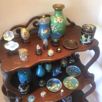 Collection of Chinese cloisonnÃ© objects