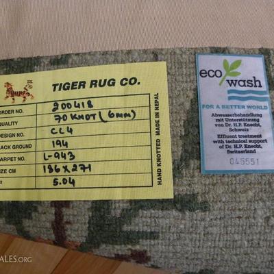 Tiger Rug Company, 100% wool hand made.