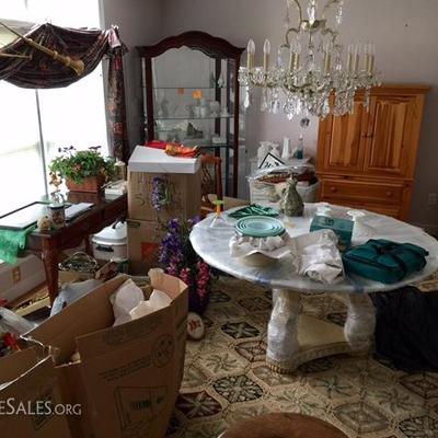 Multiple Dining room items - not on display yet in this photo.  Milk Glass, crystal, etc etc etc..... Come see!