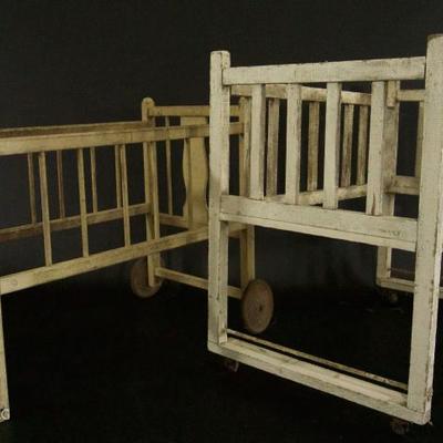 (2) Wood Baby or Doll Cribs in Shabby Chic Paint 