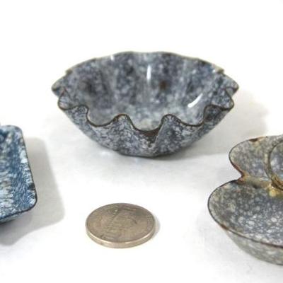 Rare Antique Miniature Children's Graniteware Dishes 