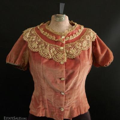 Elaborate Pink Victorian Short Sleeve Blouse/Camisole 