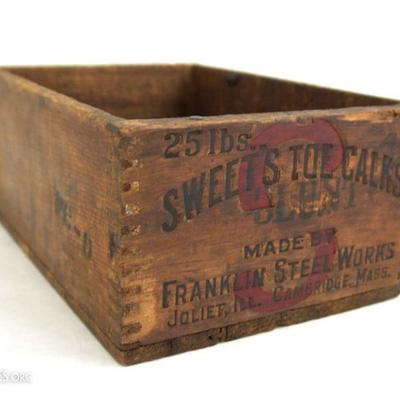 Dovetailed Sweets Toe Calks Advertising Wood Box or Crate 