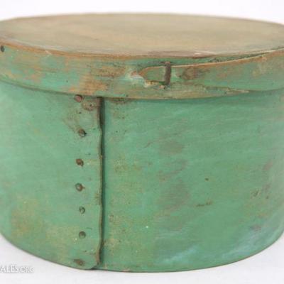 Primitive Bent Wood Pantry Box in Green Paint 