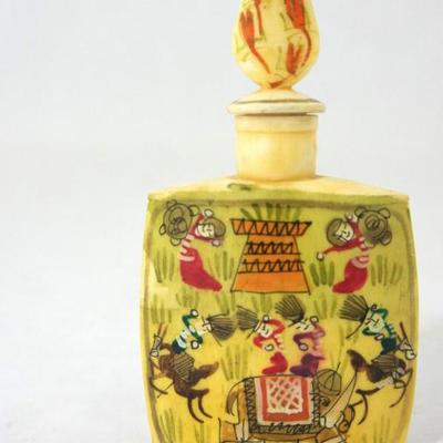 Bone Carved and Hand Painted Perfume Snuff Bottle 