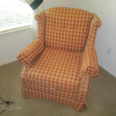 VINTAGE LIVING ROOM CHAIRS IN ORANGE FABRIC