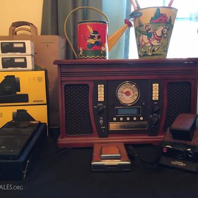 Vintage Style Record Player with CD and Radio, Vintage Polaroid Camera, Impossible Analog Instant Camera (and film!)