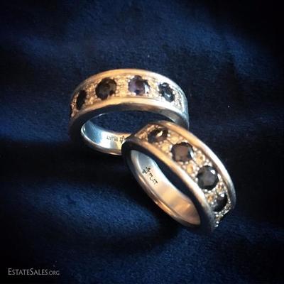Men's Platinum Wedding Bands Studded with Sapphires