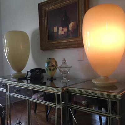 Italian Glass Globe Lamps 