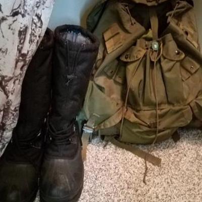 Army Boots and Back Pack