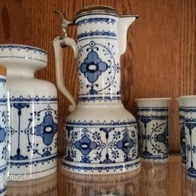 Blue White Ceramic Turkish Tea Set
