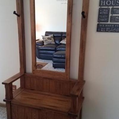 Hall Tree with Mirror and lift top Seat
