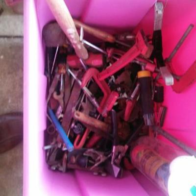 Multiple totes of hand tools
