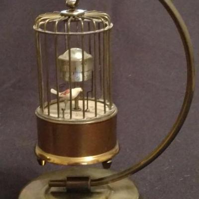 J. Kaiser Mecchanical Brass Birdcage Alarm Clock on Stand