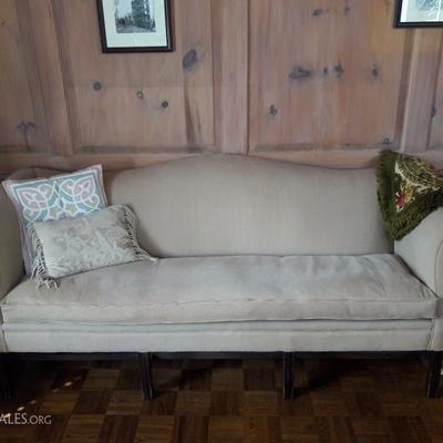 Chippendale Sofa, throw pillows and framed images, German throw
