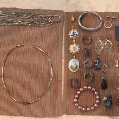 Sterling silver and costume jewelry, including Regency pieces 
