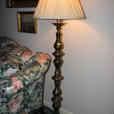 Brass Toned Floor Lamp with Shade
