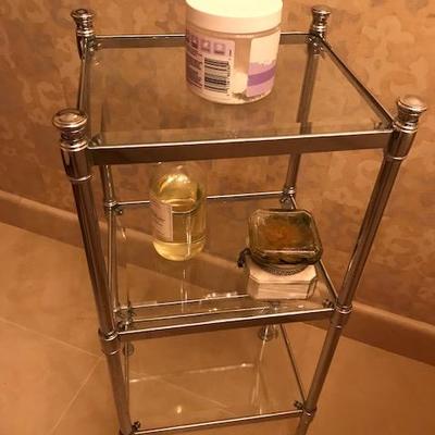 Restoration Hardware Chrome & Glass shelving Unit