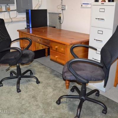 Desk and desk chairs