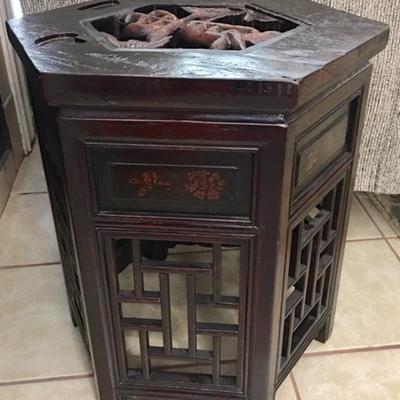 Asian Carved Top Side Table