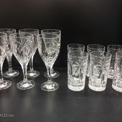 Palm design crystal water and tea glasses