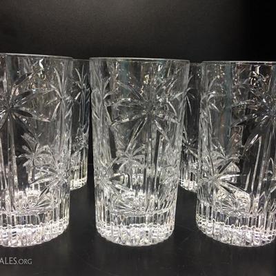 Palm design crystal water and tea glasses