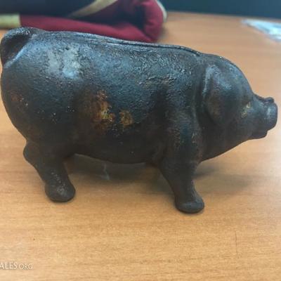 Cast iron pig bank