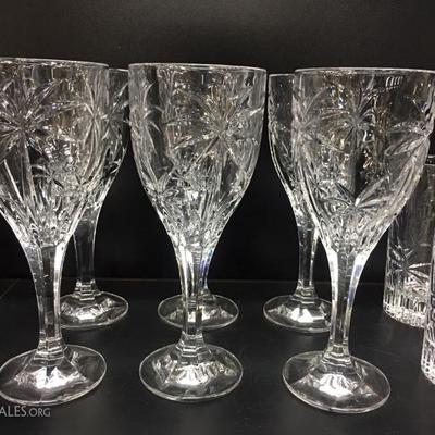 Palm design crystal water and tea glasses