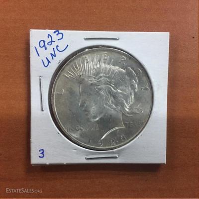 1923 Uncirculated Peace dollars