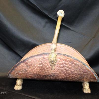 Copper and brass claw foot wood carrier