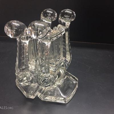Glass harp bookends