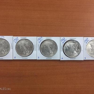 1923 Uncirculated Peace dollars