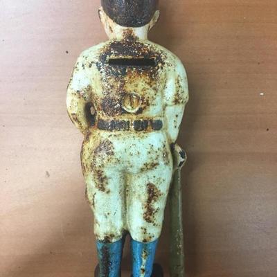 Cast iron slugger bank
