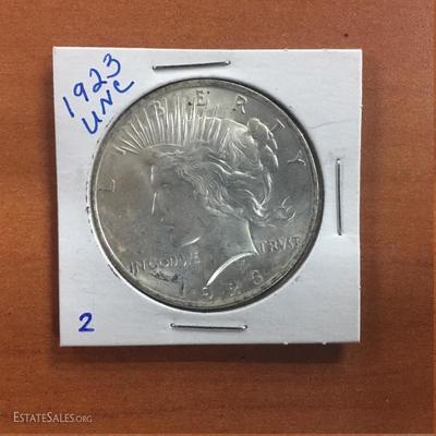 1923 Uncirculated Peace dollars