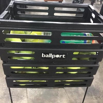 Tennis ball container with tennis balls