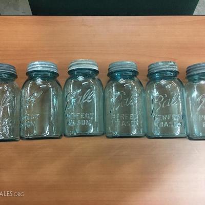 Blue Ball jars with lids