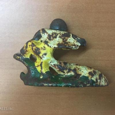 Cast iron boy with alligator