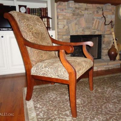 Wakefield wood and paisley upholstered chair (1 of 2)