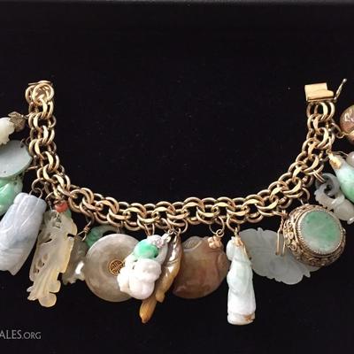 Bracelet with antique jade charms