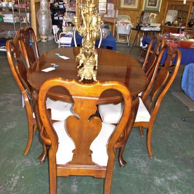 Mahogany Queen Ann Style Dining Table $349
Six Queen Ann Style Chairs $270
Table and Chairs $549