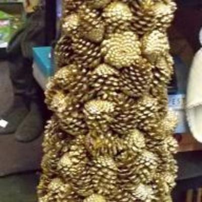 Gold pine cone topiary tree $75
2 available