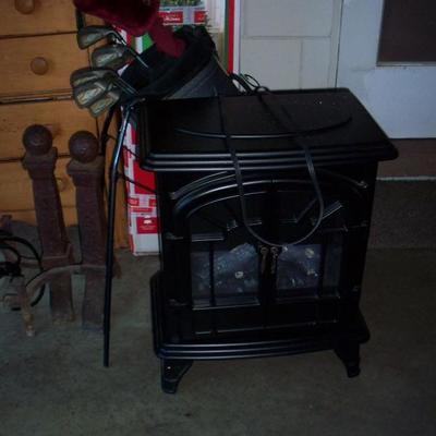Antique / Vintage andirons , Electric fireplace stove
