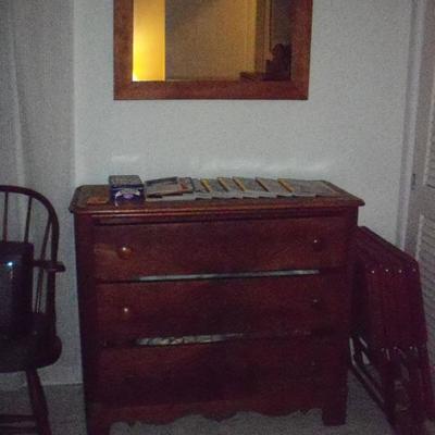 Antique/Vintage 3 drawer dresser #1 , Vintage Wall mirror #2