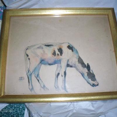 Cow watercolor by Roy C. Kneeland