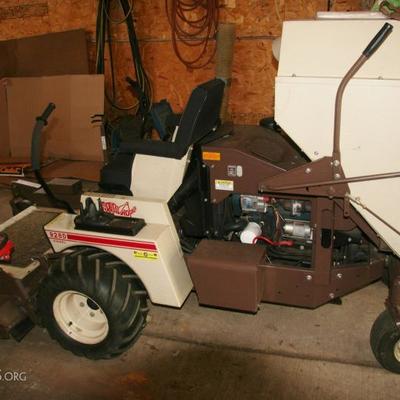 commercial grasshopper zero turn mower. snow blower attachment available