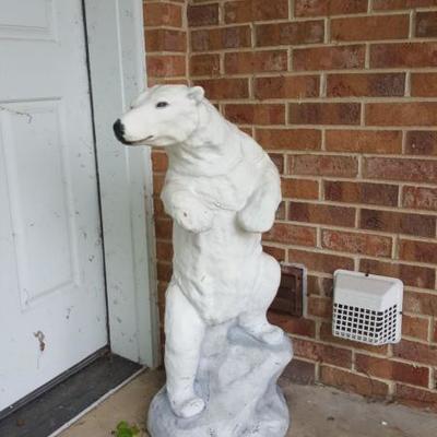 concrete yard ornaments including POLAR BEAR, EAGLES ON GLOBE, LIONS AND MORE