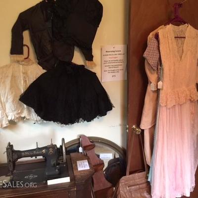 Vintage clothing and 3 vintage sewing machines