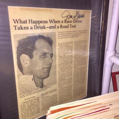 FRAMED NEWSPAPER CLIPPING AUTOGRAPHED BY 