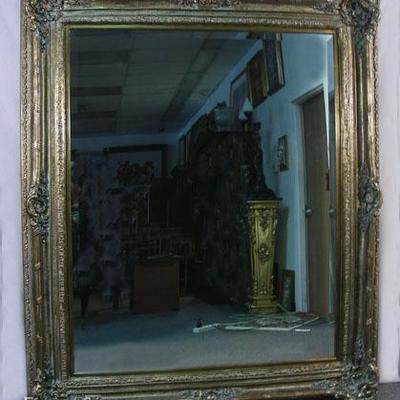 51 â€“ Very Large Gilt & Beveled Glass Mirror, 76â€ h., 64â€ w.