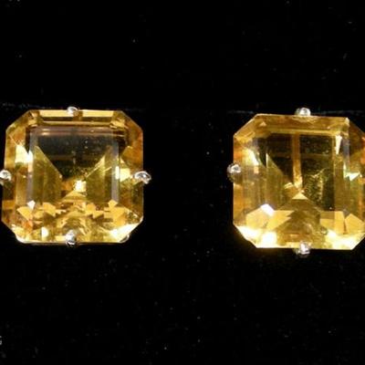 #13 – Pair Ladies 14K Yellow Gold and Citrine Earrings